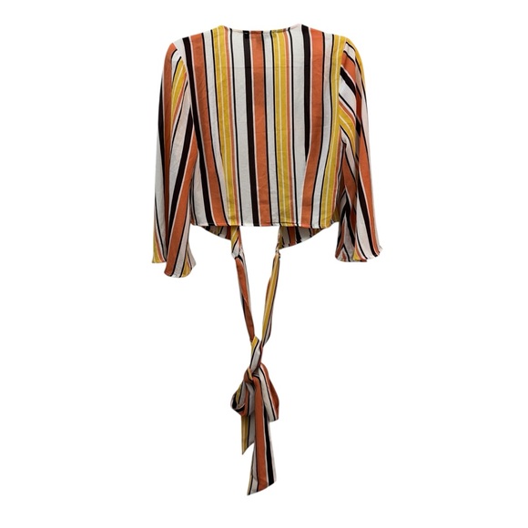 Forever 21 Striped Tie Front Woven Crop Top Small Women - Picture 4 of 14